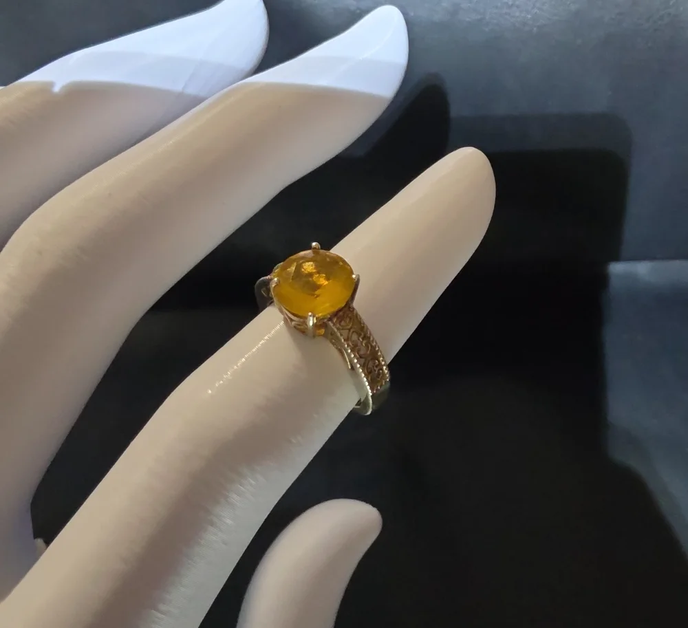 Gold 925 Citrine Cocktail Ring - Women Jewelry